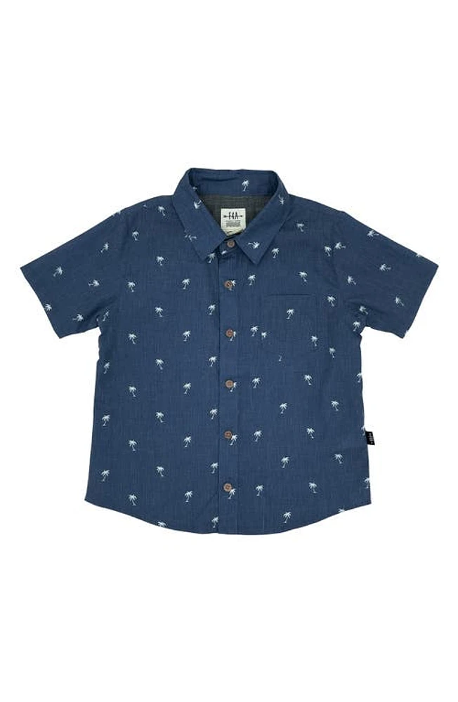 Feather 4 Arrow Island Palm Short Sleeve Button-Up Shirt Navy at Nordstrom,