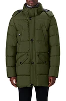 Bugatchi Faux Fur Collar Water Repellent Puffer Coat at Nordstrom,