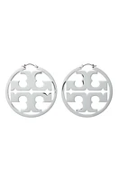 Tory Burch Miller Logo Hoop Earrings in Tory Silver at Nordstrom