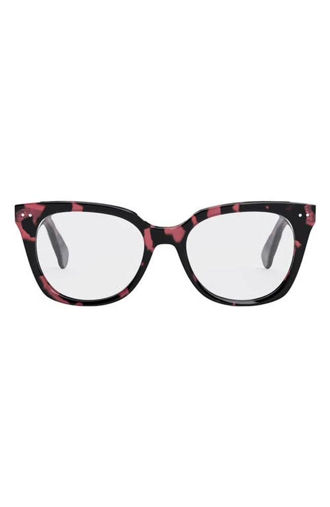 CELINE Thin 2 Dots 52mm Cat Eye Optical Glasses in Havana at Nordstrom