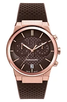 FERRAGAMO Sapphire Chronograph Silicone Strap Watch