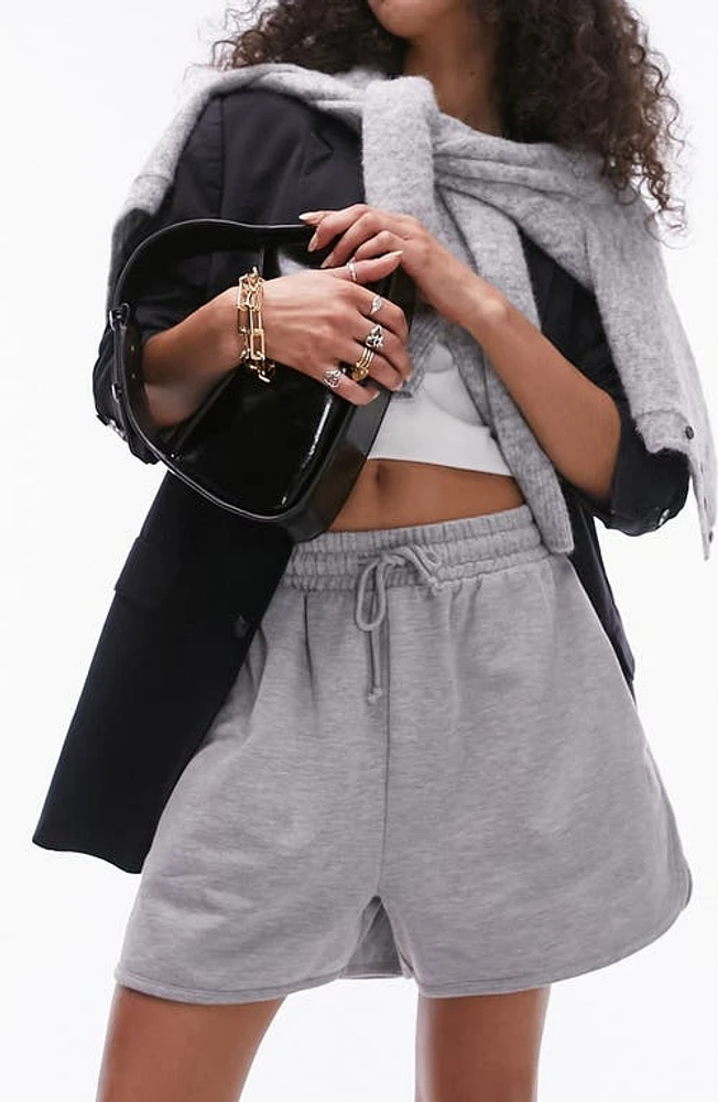 Topshop Drawstring Sweat Shorts Grey at Nordstrom,