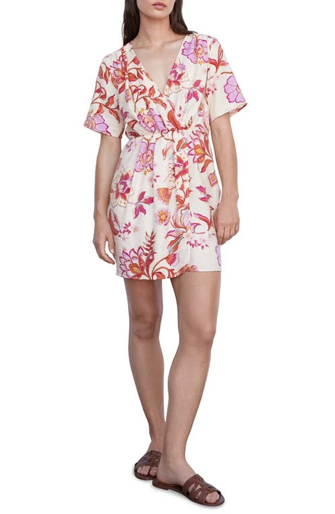 MANGO Floral Faux Wrap Minidress in Off White at Nordstrom, Size 4