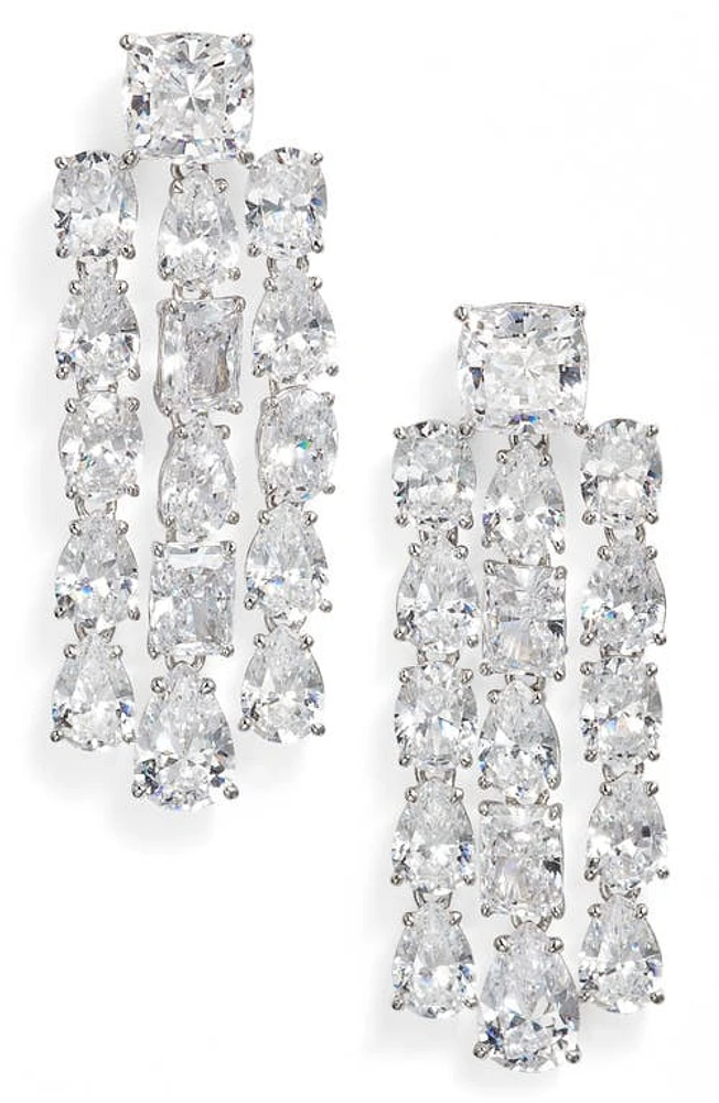 Nadri Shine On Triple Linear Drop Earrings in Rhodium at Nordstrom