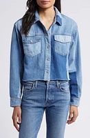 Lucky Brand Patchwork Cotton Denim Button-Up Crop Shirt Remix at Nordstrom,