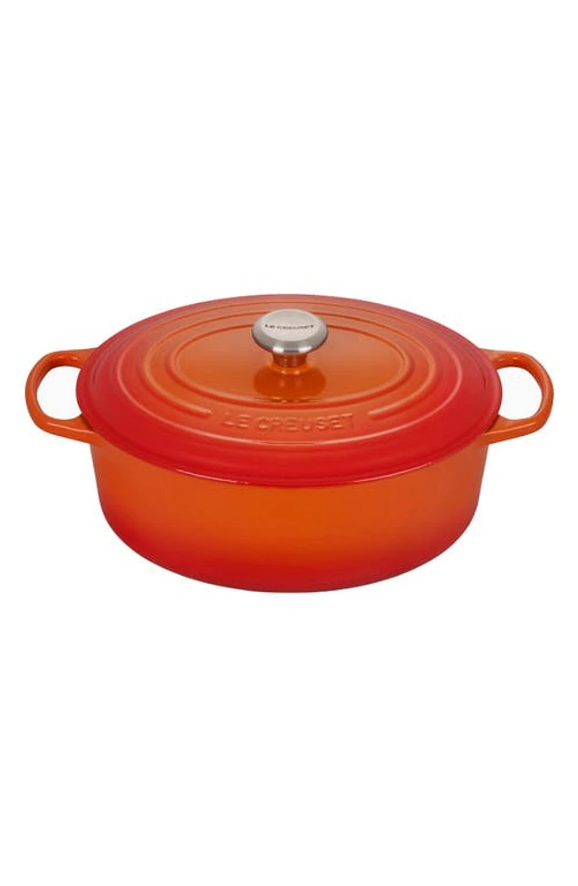 Le Creuset Signature 6.75-Quart Oval Enamel Cast Iron French/Dutch Oven with Lid in Flame at Nordstrom