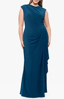 Betsy & Adam Gathered Waist Sleeveless Gown Mallard at Nordstrom,