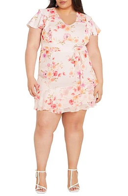 City Chic Floral Print Ruffle Sleeve Dress Patrice Bloom at