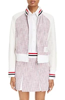 Thom Browne RWB Stripe Tweed Bomber Jacket Pink/white at Nordstrom, Us