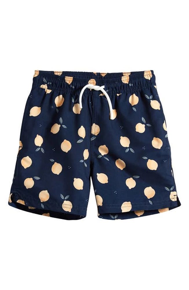 Petit Lem Kids' Lemon Print Swim Trunks Navy at Nordstrom,