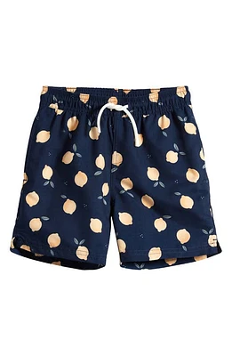 Petit Lem Kids' Lemon Print Swim Trunks Navy at Nordstrom,