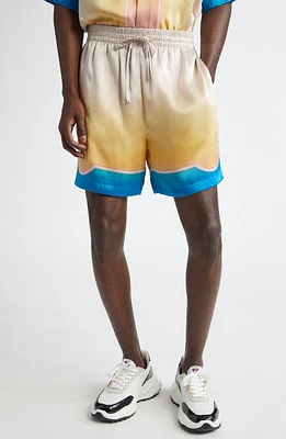 Casablanca L'arc Colore Silk Drawstring Shorts at Nordstrom,