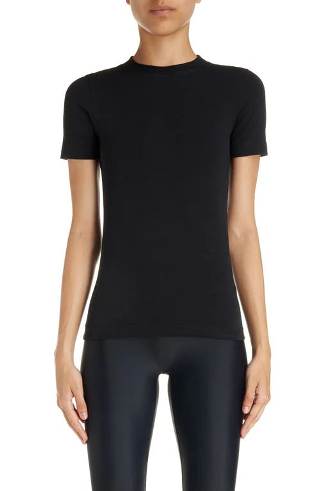 Balenciaga Rhinestone Embellished Fitted Stretch Cotton T-Shirt Black at Nordstrom,