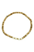 Panacea Stacked Bead and Cultured Pearl Stretch Bracelet in Tan at Nordstrom