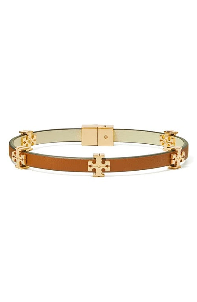 Tory Burch Eleanor Station Hinge Bracelet in Tory Gold /Cuoio at Nordstrom