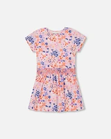 Deux Par Deux Girl's Organic Cotton Dress Lavender Printed Fields Flowers in Lavender Fields Flowers at Nordstrom