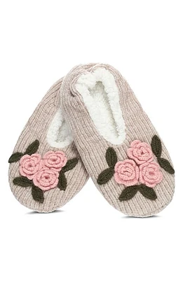 MeMoi Coming Up Roses Faux Shearling Lined Slipper Socks Taupe at Nordstrom,