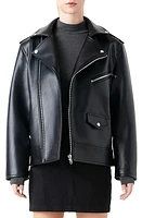 Grey Lab Padded Shoulder Faux Leather Biker Jacket at Nordstrom,