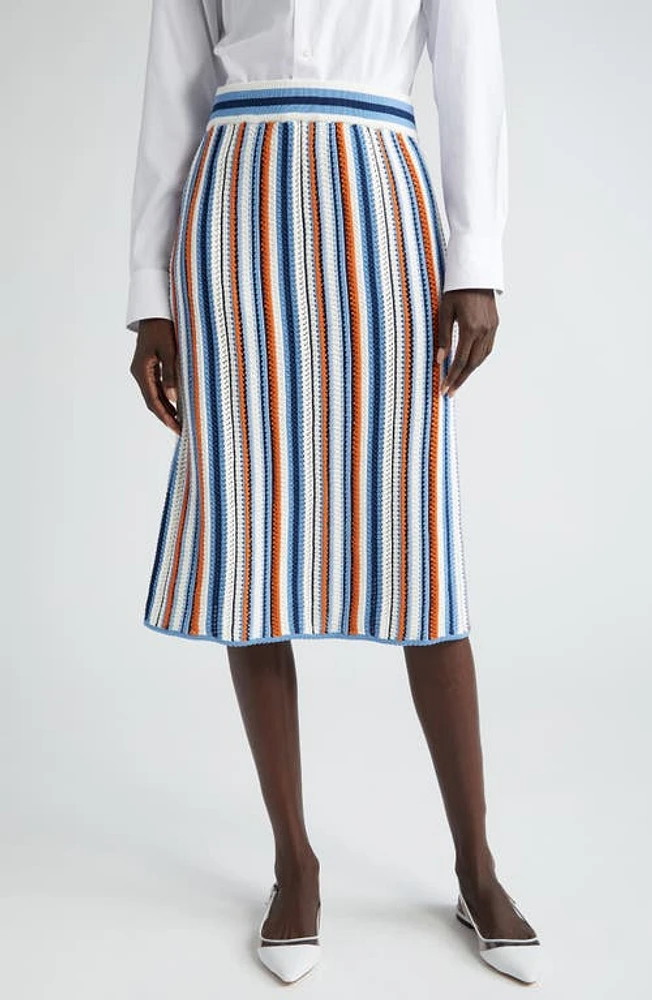 Akris punto Stripe Open Stitch Sweater Skirt Blue Multicolor at Nordstrom,