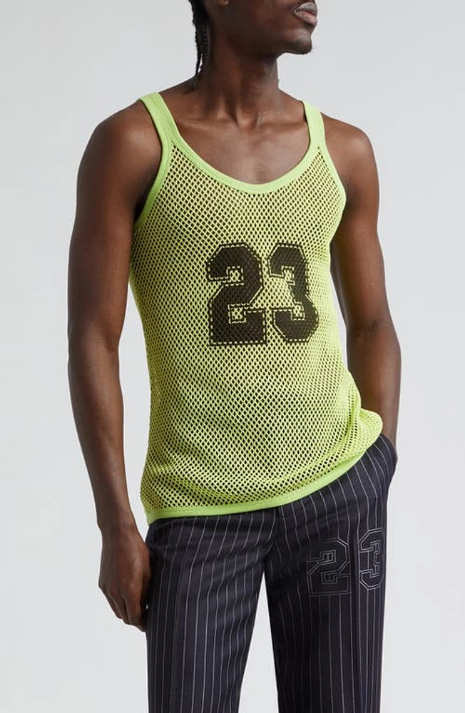 Off-White 23 Logo Net Mesh Tank Sharp Green Black at Nordstrom,