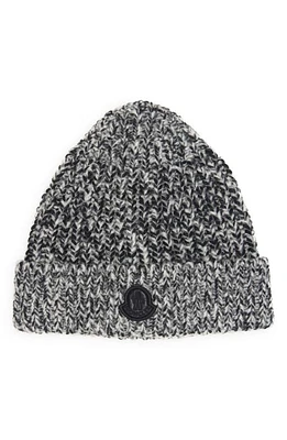 Moncler Creativo Logo Patch Wool Blend Beanie in Grey at Nordstrom