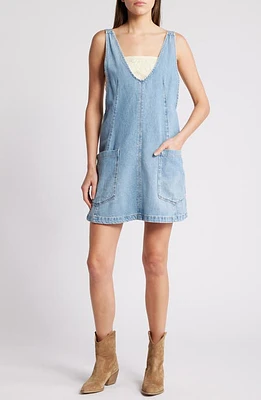 Free People High Roller Denim Short Overalls Follow Your Heart at Nordstrom,