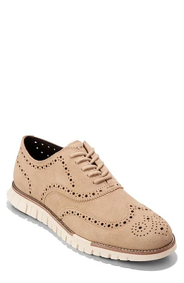 Cole Haan ZeroGrand Remastered Wingtip Oxford in Sesame/Dark Choc at Nordstrom, Size 10