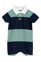 MILES THE LABEL Stripe Rugby Romper Teal at Nordstrom,