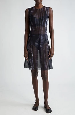 ELLISS Bookcase Stripe Sheer Mesh Minidress Black Print Multi at Nordstrom,