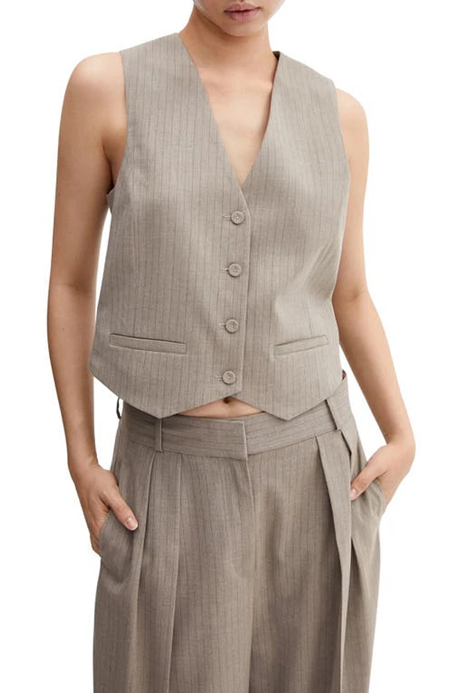 MANGO Pinstripe Vest in Medium Brown at Nordstrom