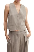 MANGO Pinstripe Vest in Medium Brown at Nordstrom