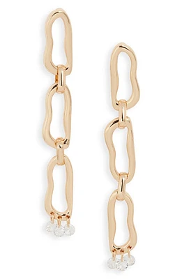 Open Edit Triple Link Charm Drop Earrings in Clear- Gold at Nordstrom