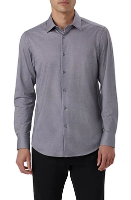 Bugatchi James OoohCotton Geo Print Button-Up Shirt Zinc at Nordstrom,