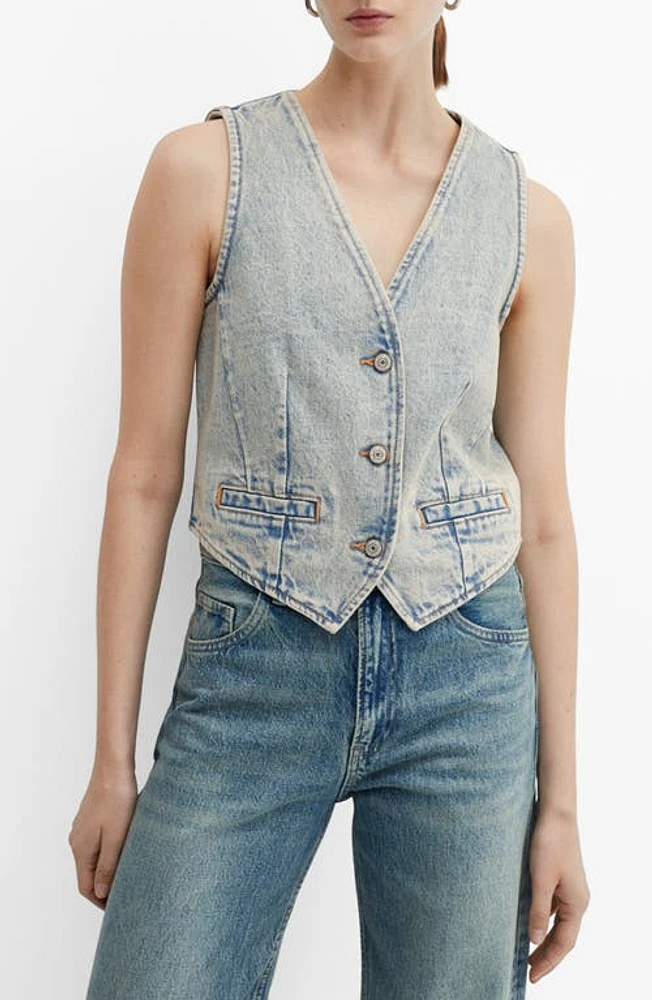 MANGO Taylor Crop Denim Vest at Nordstrom,