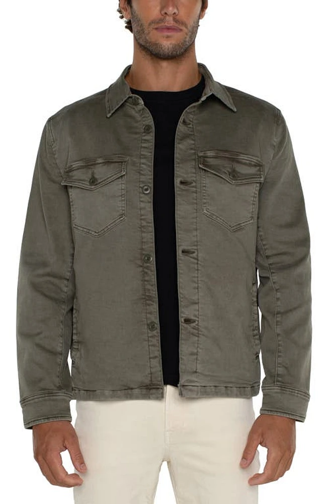 Liverpool Los Angeles Button-Up Overshirt Pewter Green at Nordstrom,