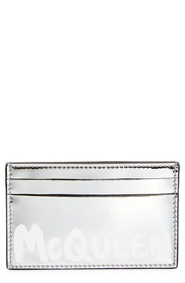 Alexander McQueen Graffiti Logo Card Holder in Silver at Nordstrom