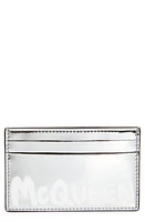 Alexander McQueen Graffiti Logo Card Holder in Silver at Nordstrom