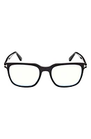 TOM FORD 53mm Square Blue Light Blocking Glasses in Shiny Black at Nordstrom