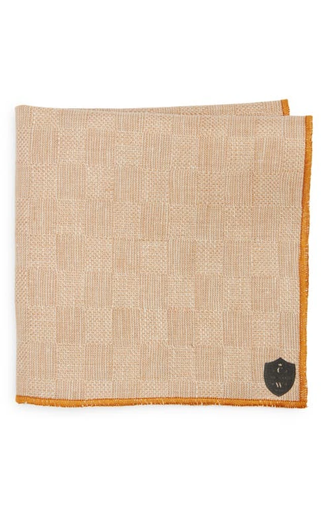 CLIFTON WILSON Check Linen Pocket Square in Tan at Nordstrom