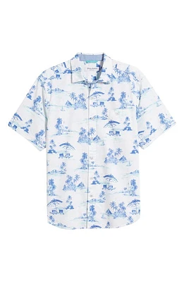 Tommy Bahama Nova Wave Beach Days Short Sleeve Button-Up Shirt in White at Nordstrom, Size Xxx-Large