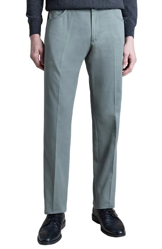 Santorelli Flat Front Cotton Blend Pants Sage at Nordstrom,