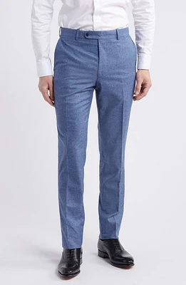 Peter Millar Tailored Wool & Cotton Dress Pants Blue at Nordstrom,