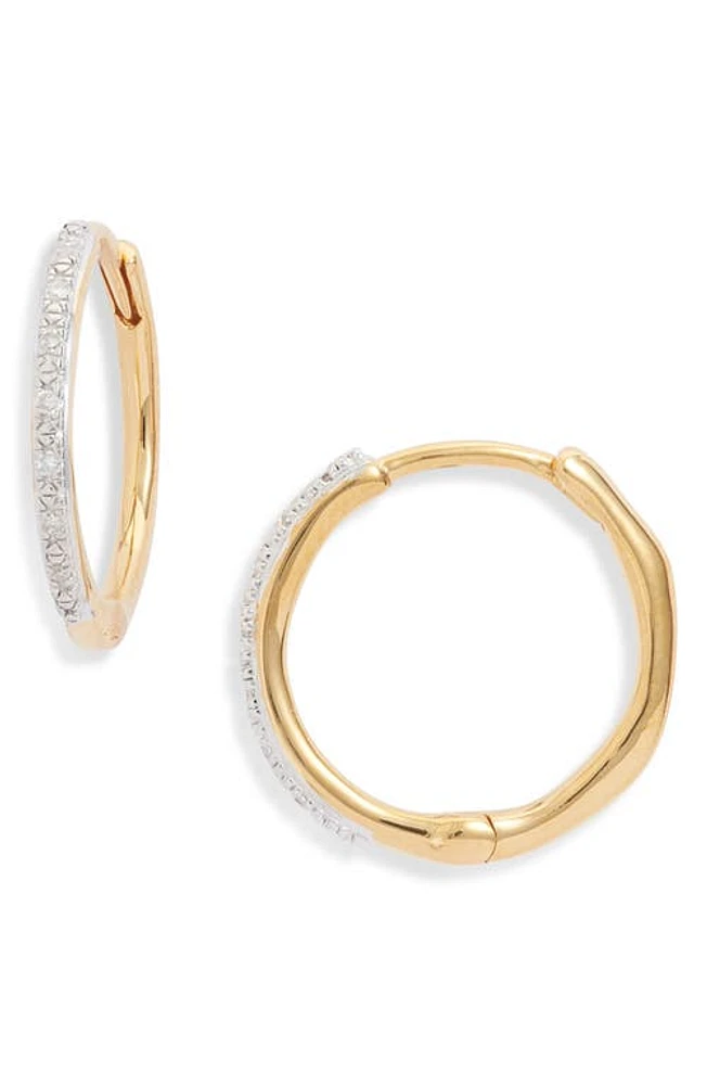 Monica Vinader Small Riva Wave Diamond Hoop Earrings in Yellow Gold at Nordstrom