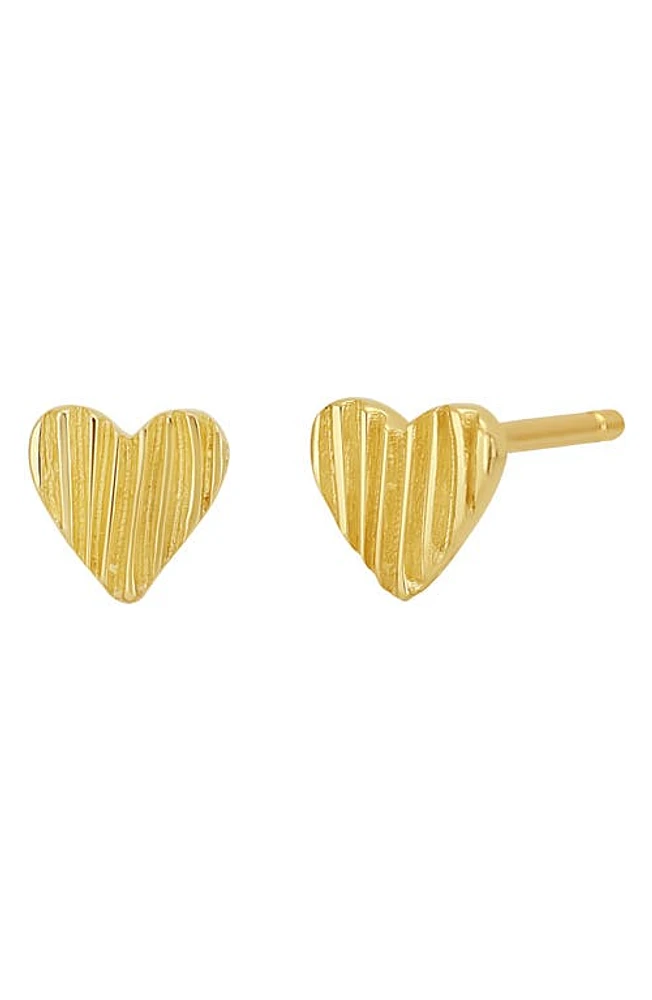 Bony Levy 14K Gold Textured Heart Stud Earrings in 14K Yellow Gold at Nordstrom