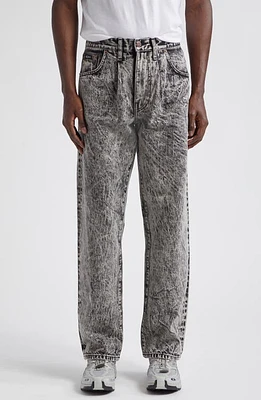 Noah Pleated Straight Leg Jeans Black Acid Wash at Nordstrom,