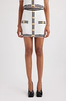 Balmain Monogram Sweater Miniskirt Gqw White/Black/White/Pink at Nordstrom, Us