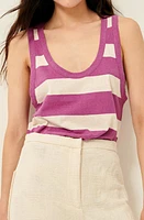 SESSÙN Dili Stripe Scoop Neck Tank Plum/White at Nordstrom,