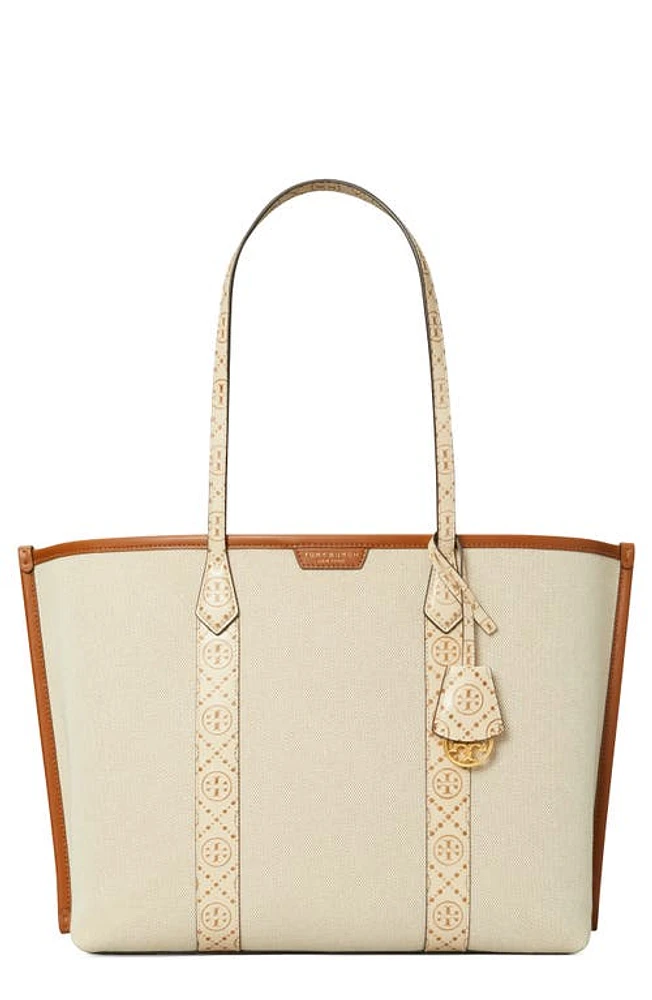 Tory Burch Perry Triple Compartment Canvas Tote in New Cream at Nordstrom