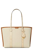 Tory Burch Perry Triple Compartment Canvas Tote in New Cream at Nordstrom