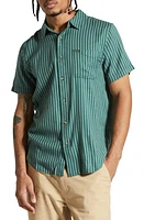 Brixton Charter Stripe Button-Up Shirt Trekking Green/Chinois at Nordstrom,